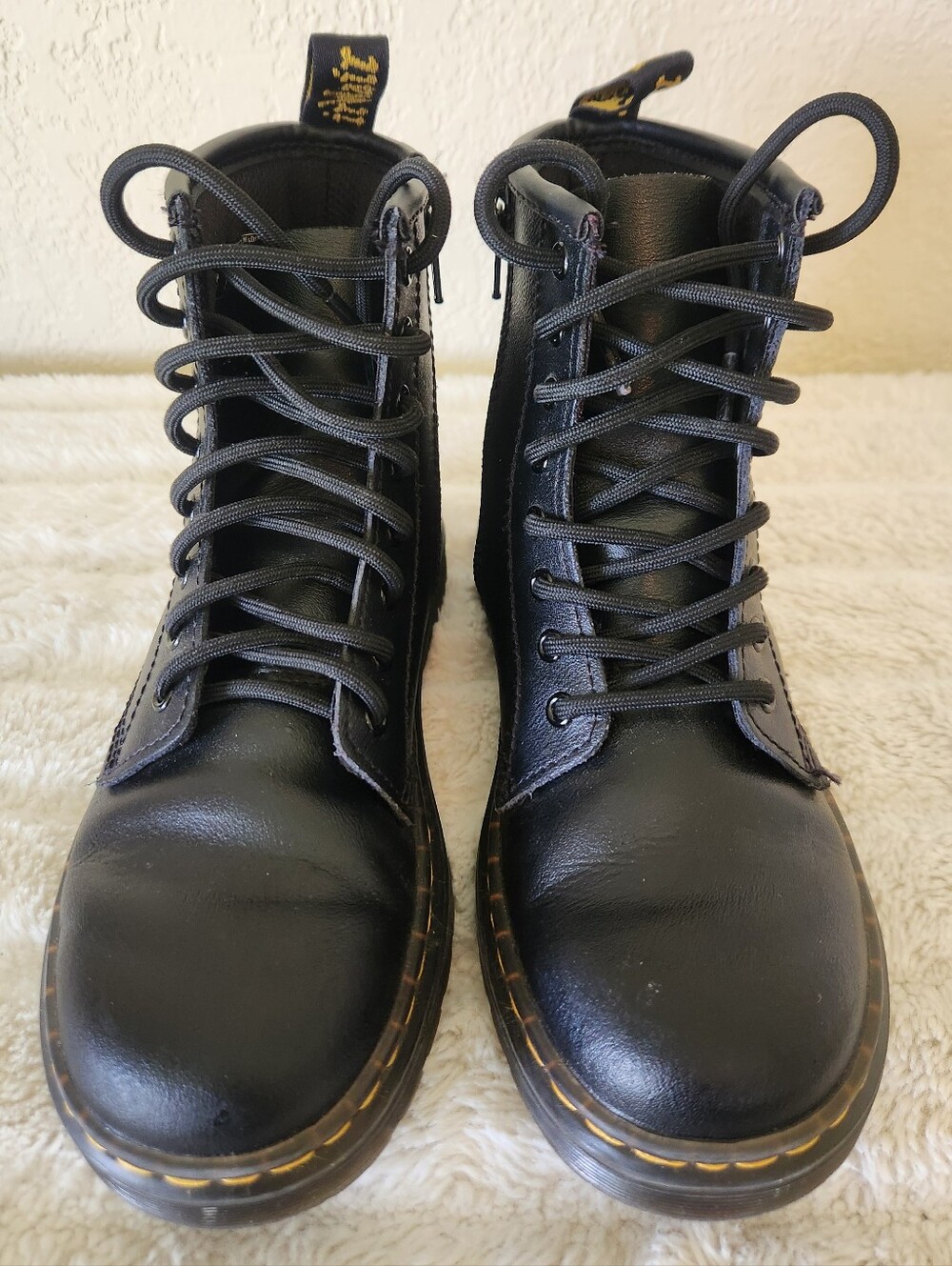 Dr. Martens Boots Zavala J Black Lace Up Combat Shoes Kids Youth Size 2